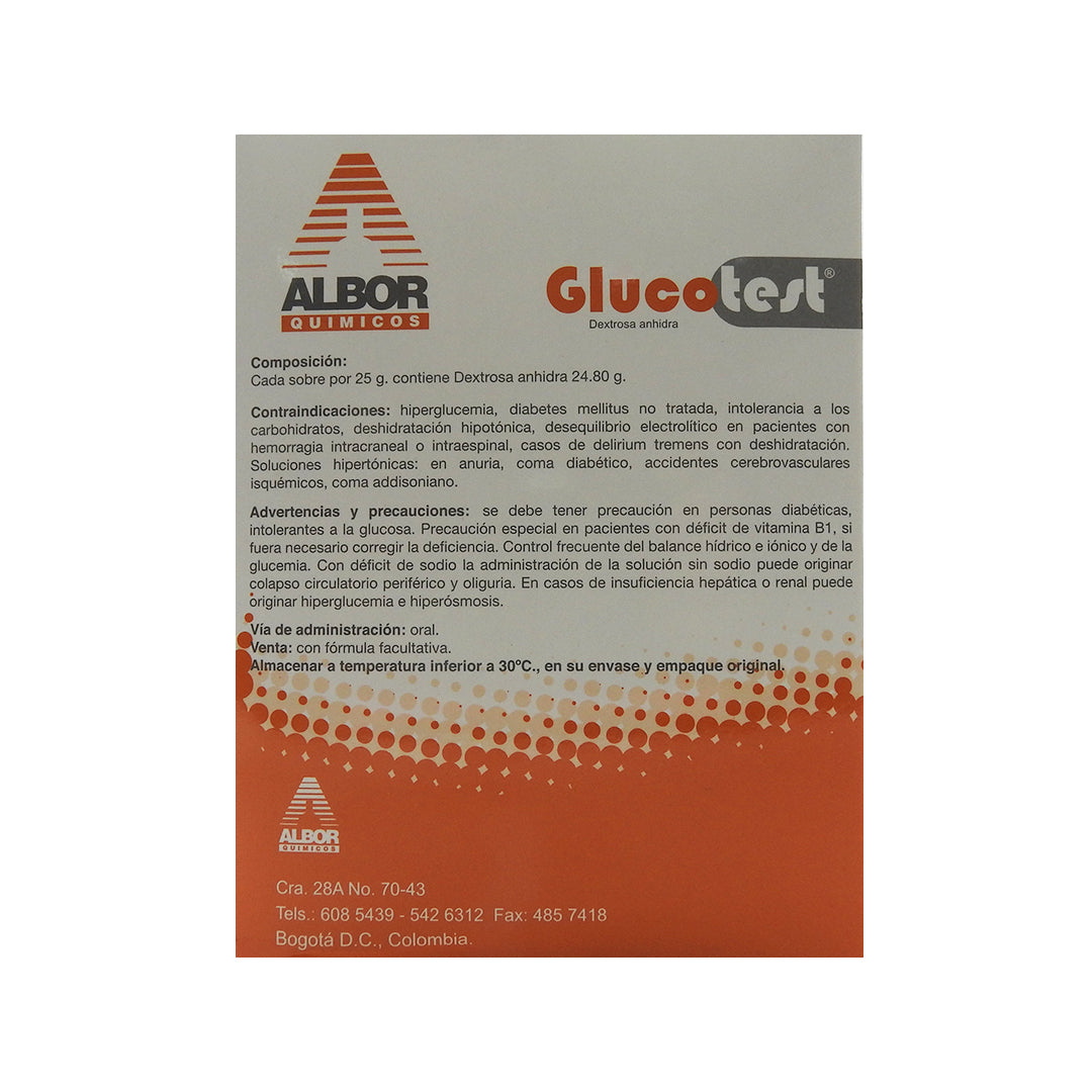 GLICEMIA DEXTROSA EN POLVO GLUCOTEST CAJAX50X25GR