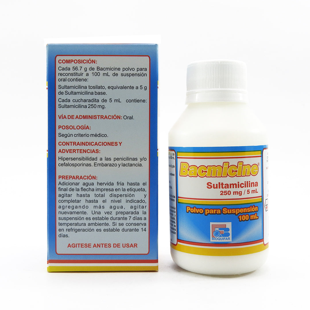 BACMICINE FCO X100ML SULTAMICILINA 250MG/5ML SUSP ORAL