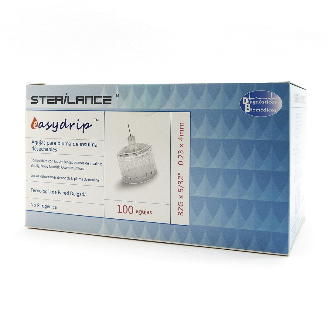 AGUJAS DE PLUMA DE INSULINA EASYDRIP 32G 4MM CAJAX100