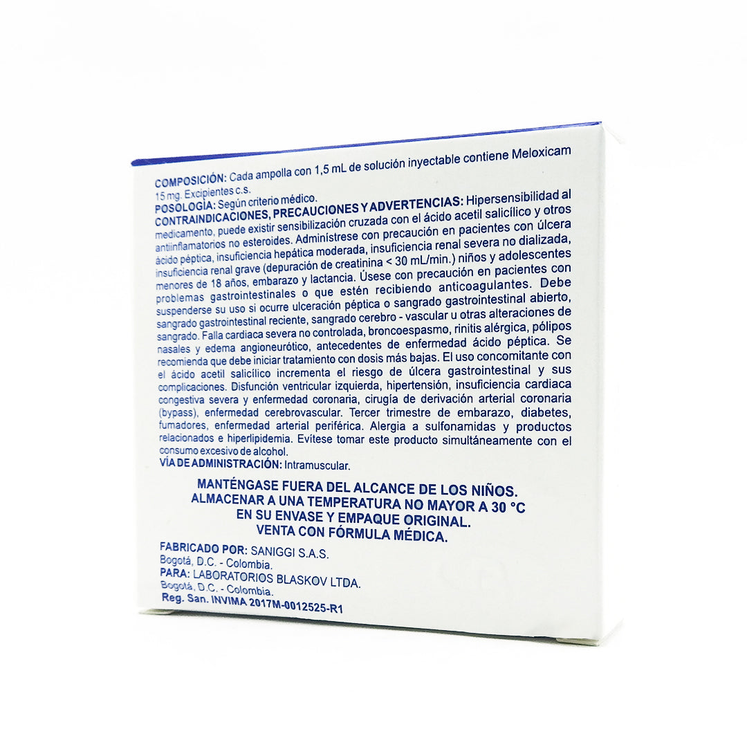 MEBLAINEX CAJA X5 MELOXICAM 15MG/1.5ML INY