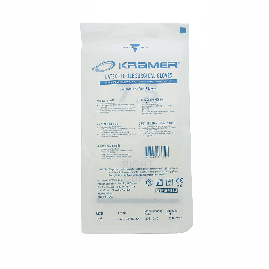 KRAMER LATEX STERILE SURGICAL GLOVES TALLA 7.5