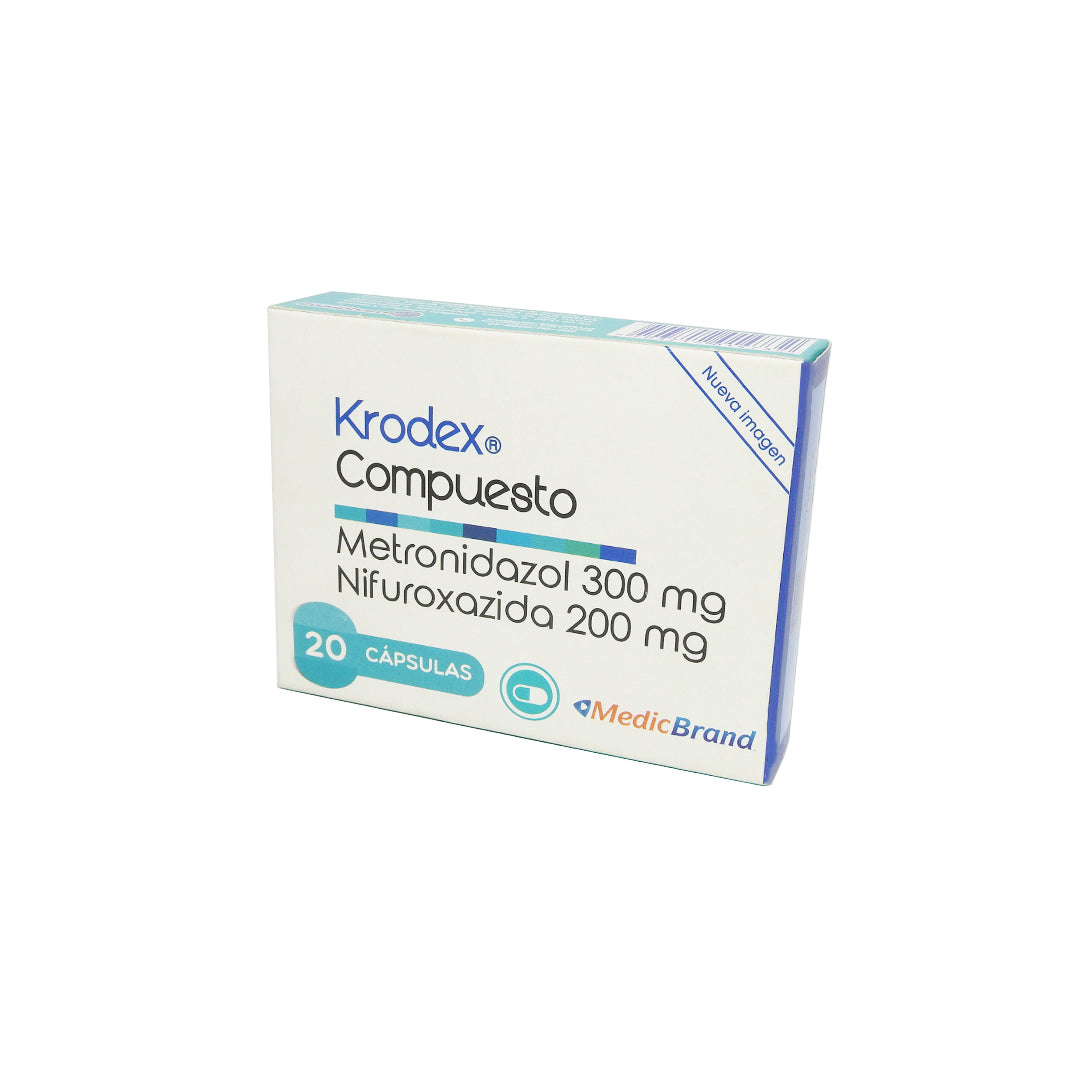 KRODEX COMPUESTO METRONIDAZOL+NIFUROXAZIDA 300MG+200MG CAP CAJAX20