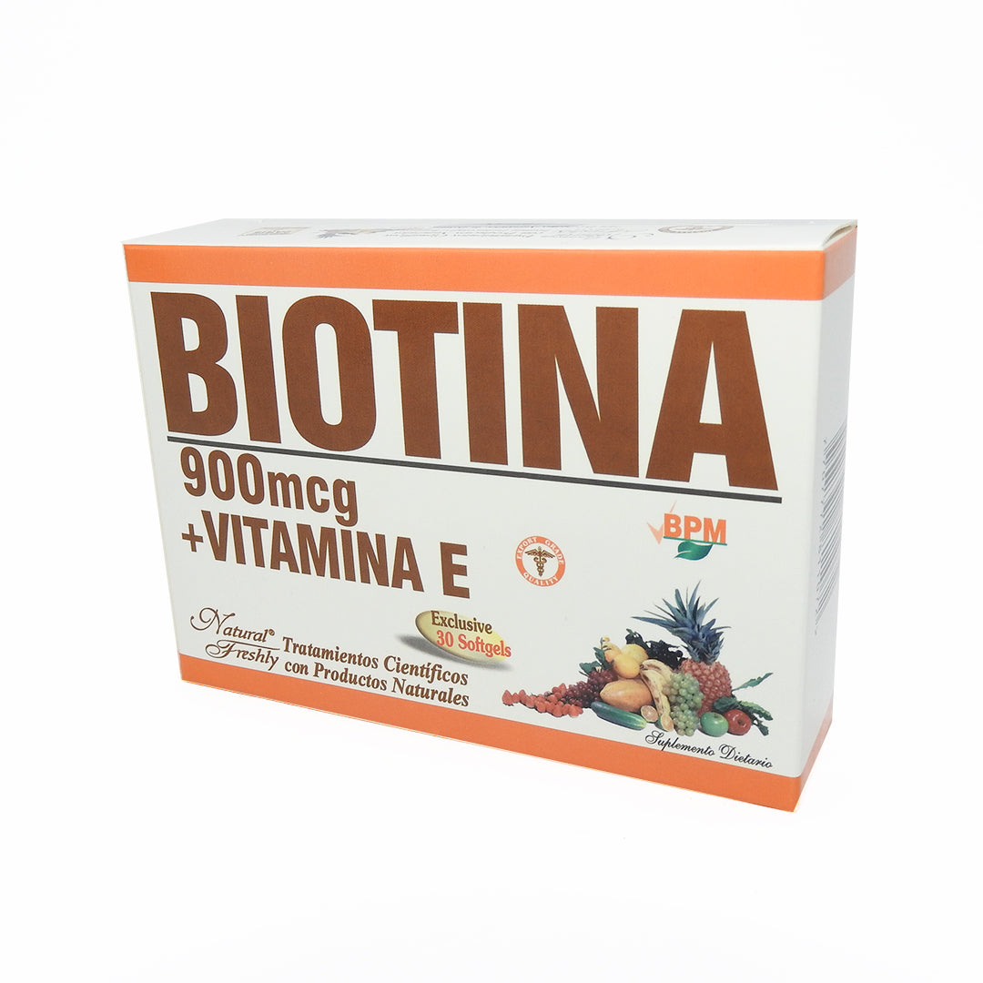 BIOTINA 900 MCG + VITAMINA E CAPSULAS CAJA X 30
