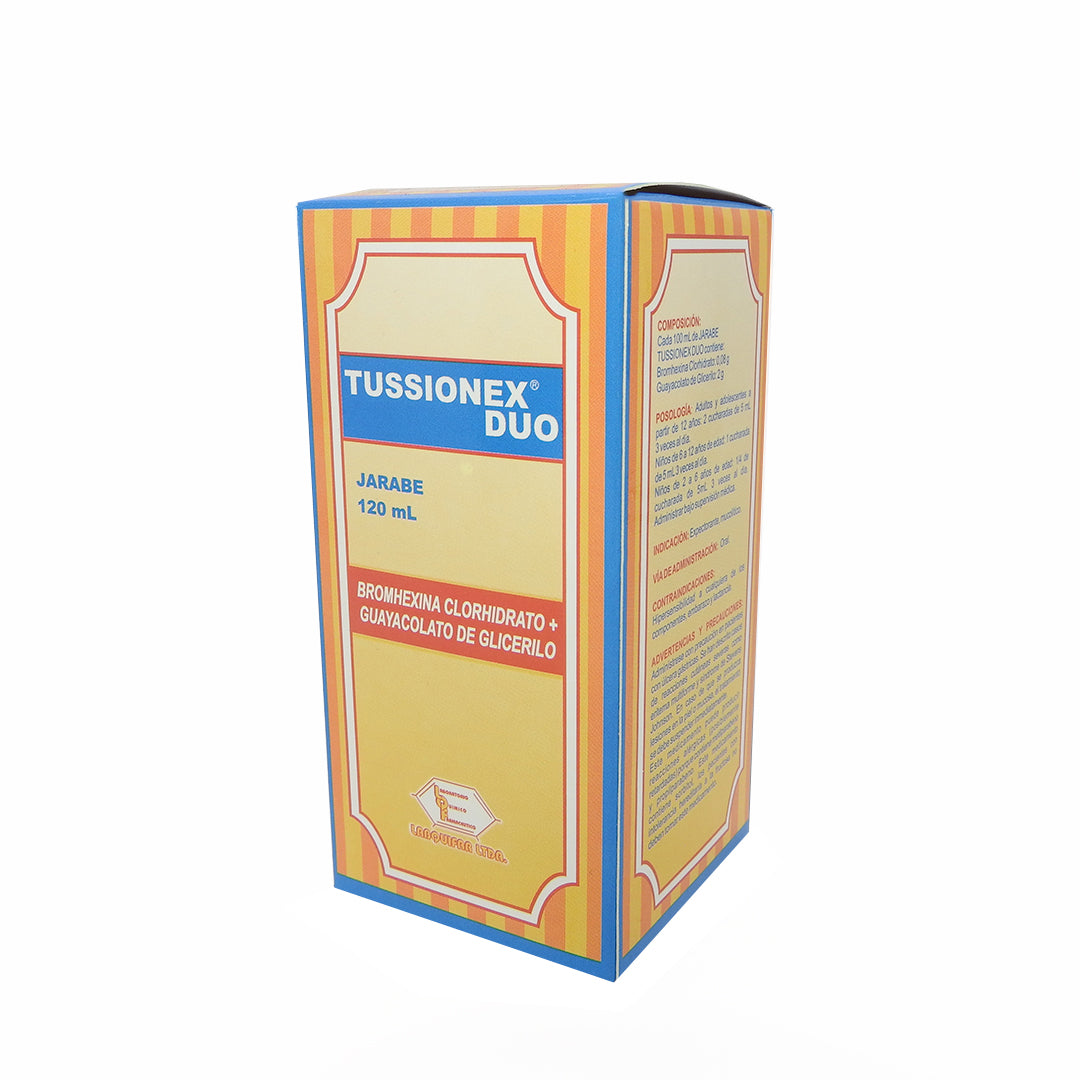 TUSSIONEX DUO FCOX120ML BROMHEXINA+GUAYACOLATO DE GLICERILO 0.8+20MG/MLJBE