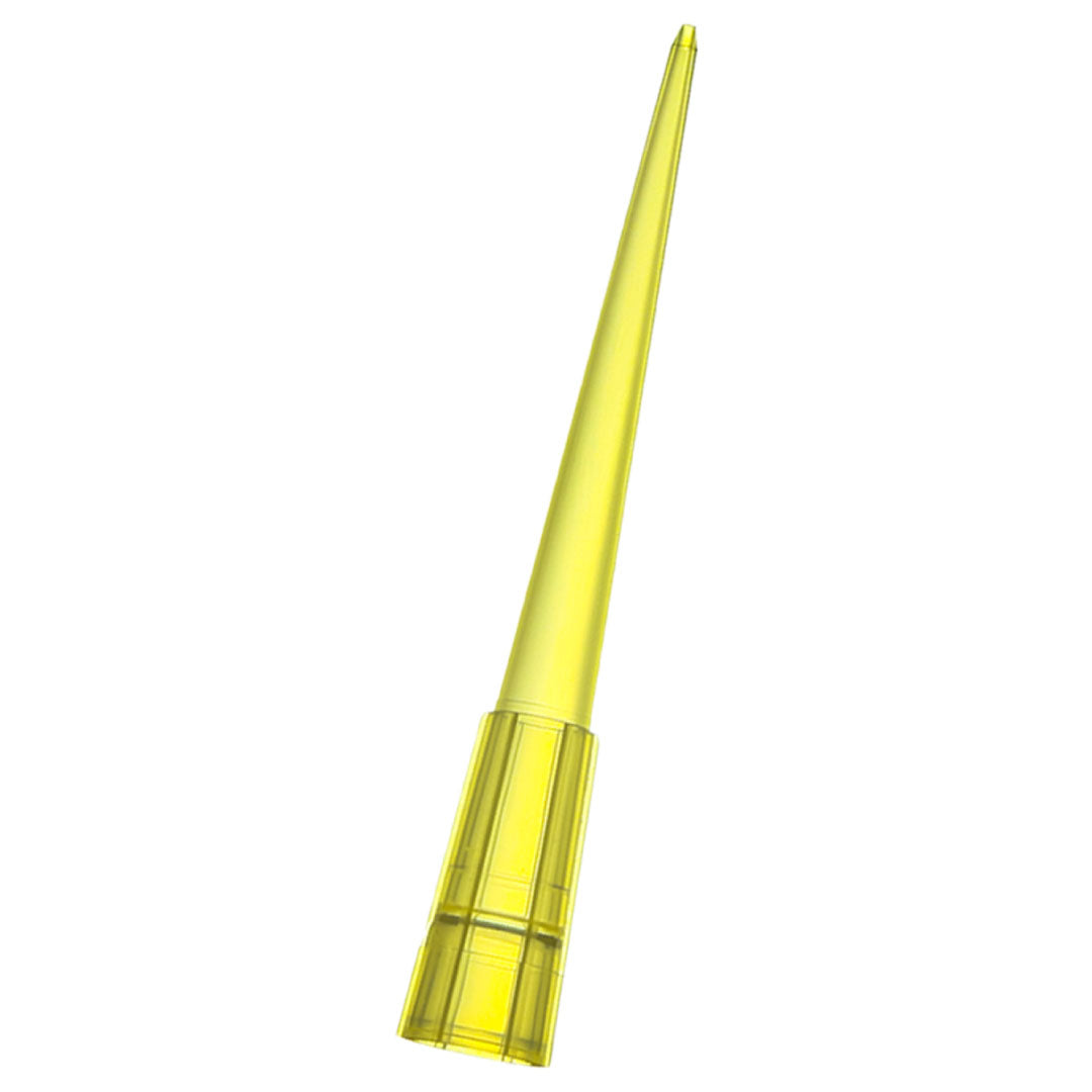 PUNTAS PLASTICAS AMARILLAS DESECHABLES PARA PIPETA AUTOMATICA MONOCANAL DE VOLUMEN VARIABLE O FIJO DE 5-100 (200) UL REF.03.013.0103 BOLSAX100