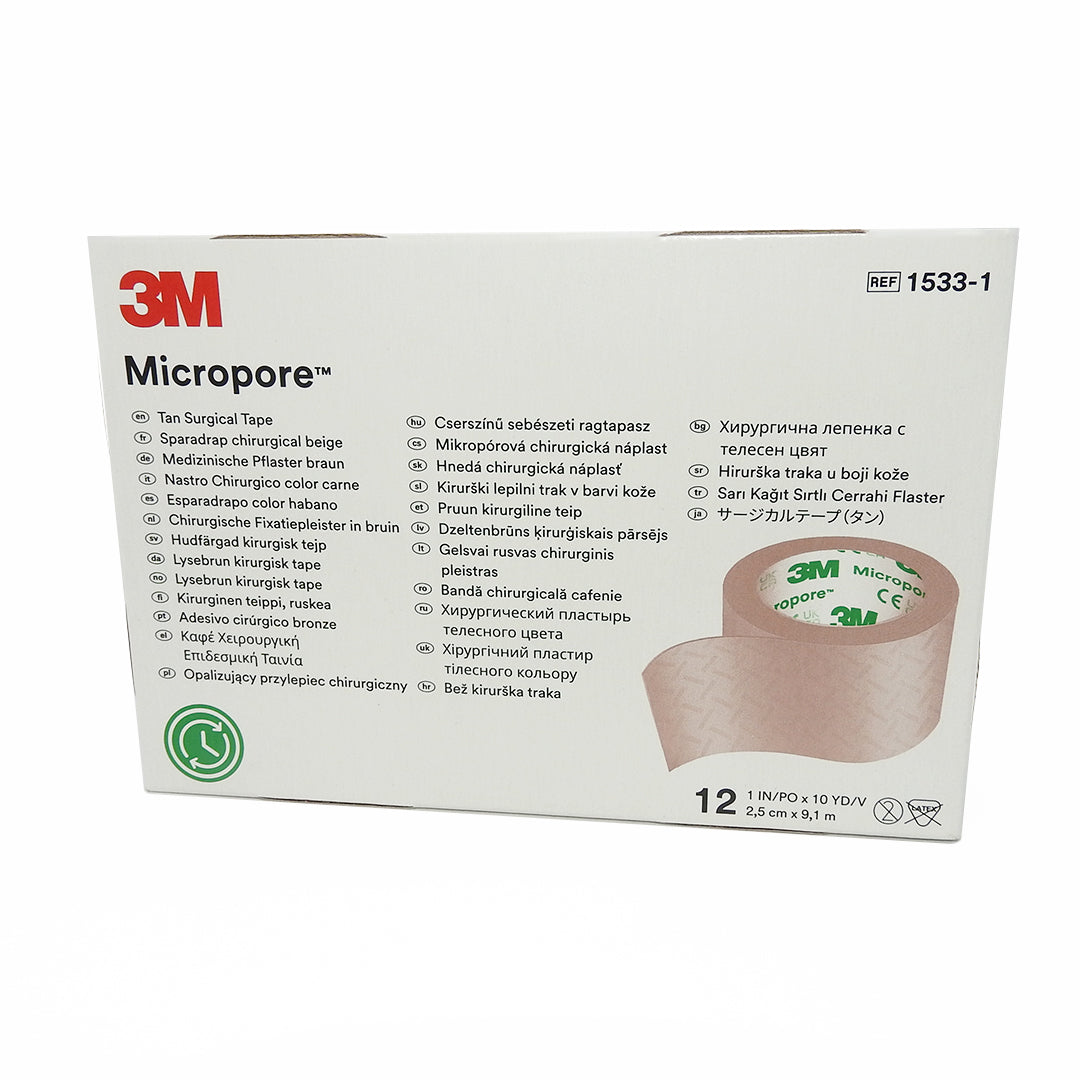 ESPARADRAPO MICROPORE 1X10 YARDAS COLOR PIEL CAJAX12