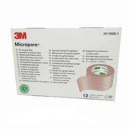 ESPARADRAPO MICROPORE 1X10 YARDAS COLOR PIEL CAJAX12