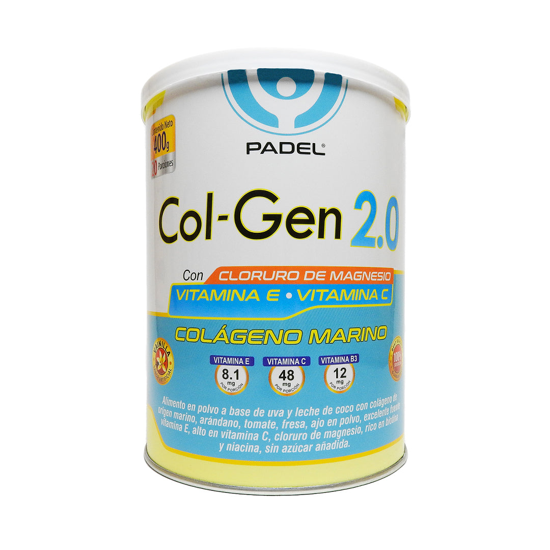 COL-GEN 2.0 COLAGENO MARINO CON VITAMINA E + VITAMINA C + VITAMINA B3 TARRO X 400GR