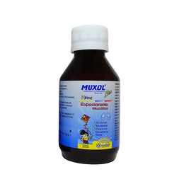 MUXOL AMBRUXOL CLORHIDRATO 15MG/5ML FLEM NIÑOS EXPECTORANTE MUCOLICO SIN AZUCAR, SIN ALCOHOL PARA LA TOS DISUELVE LA FLEMA - 120ML.