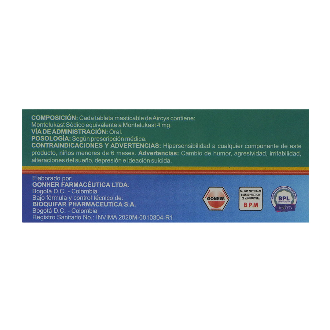 AIRCYS MONTELUKAST 4MG.