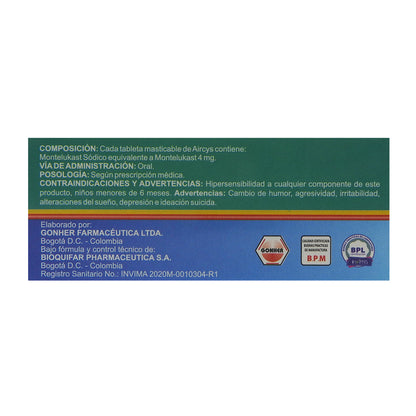 AIRCYS MONTELUKAST 4MG.