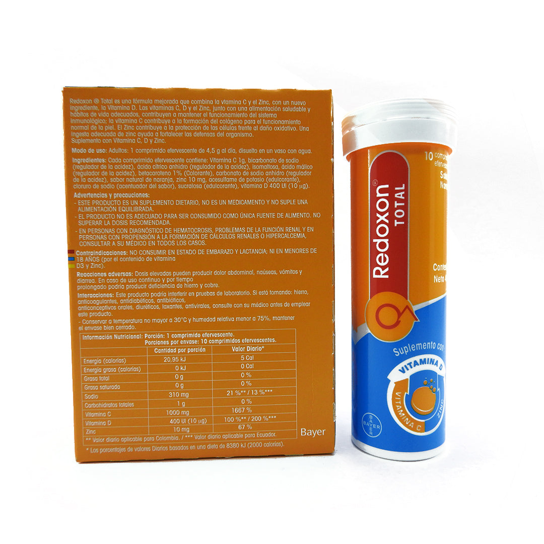 REDOXON (1+1) CAJA X 10 ASCORBICO ACIDO 1G TAB+ZINC EFERV