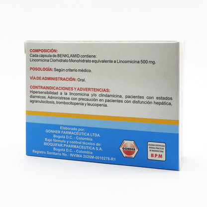 BENKLAMID CAJA X20 LINCOMICINA 500MG CAPS