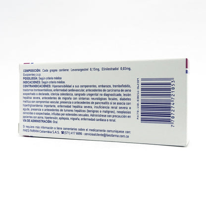 ACTIVA CAJA X21 LEVONORGESTREL + ETINILESTRADIOL 0.15+0.03MG GRAGEAS