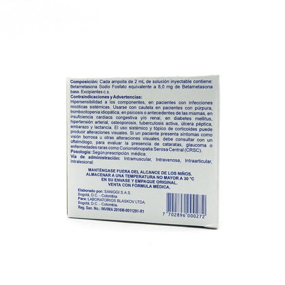 BETAZKOV CAJA X5 BETAMETASONA 8MG/ML INY
