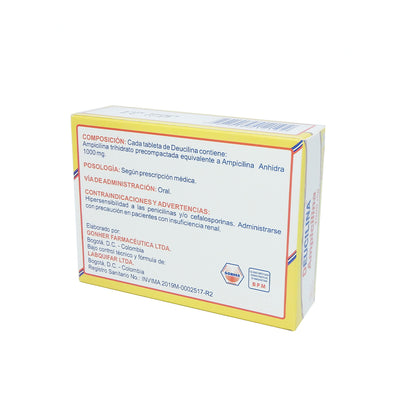 DEUCILINA CAJAX20 AMPICILINA 1000 MG TAB
