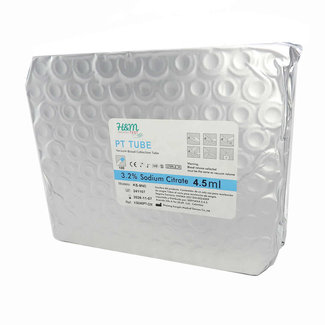 TUBO TAPA CELESTE DE 4.5ML (CITRATO DE SODIO 3.2%) REF.KS-9NC BANDEJAX100