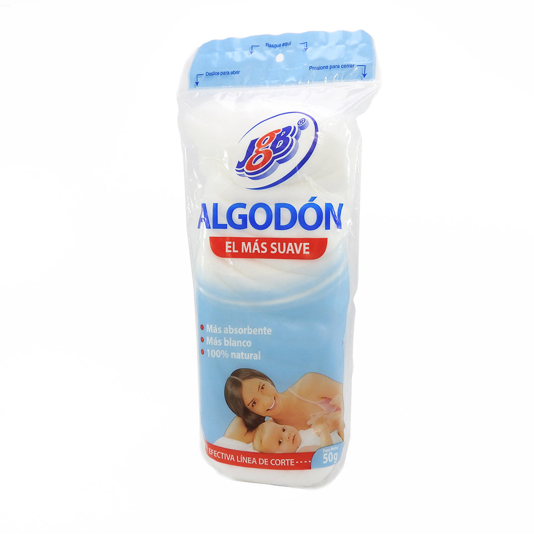 ALGODON JGB MAS ABSORBENTE, MAS BLANCO, 100% NATURAL.