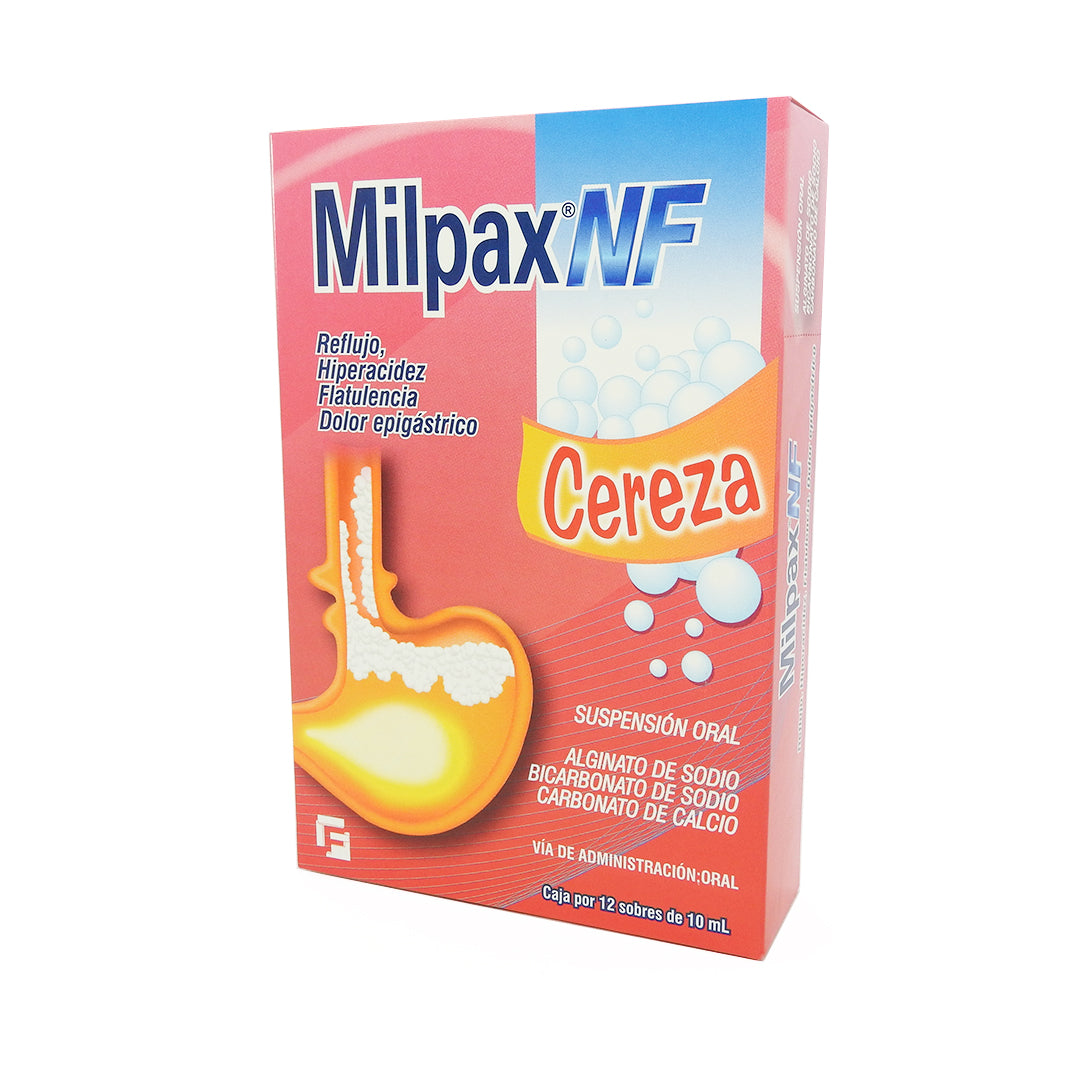 MILPAX NF CAJAX12 ALGINATOSODIO+BICARBONATOSODIO+CARBONATOCALCIO SUSP