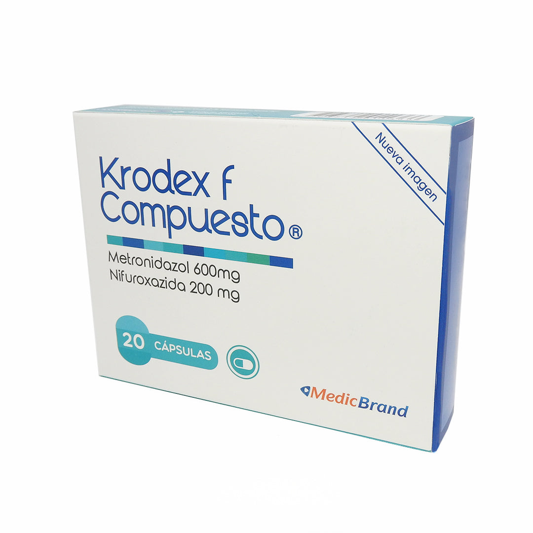 KRODEX F COMPUESTO METRONIDAZOL+NIFUROXAZIDA 600MG+200MG CAP CAJAX20