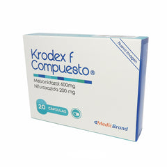 KRODEX F COMPUESTO METRONIDAZOL+NIFUROXAZIDA 600MG+200MG CAP CAJAX20