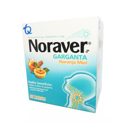 NORAVER CAJAX96 BENZOCAÍNA+CLORUCETILPIRIDINIO TABLETAS MASTICABLES NARANJA MIEL.