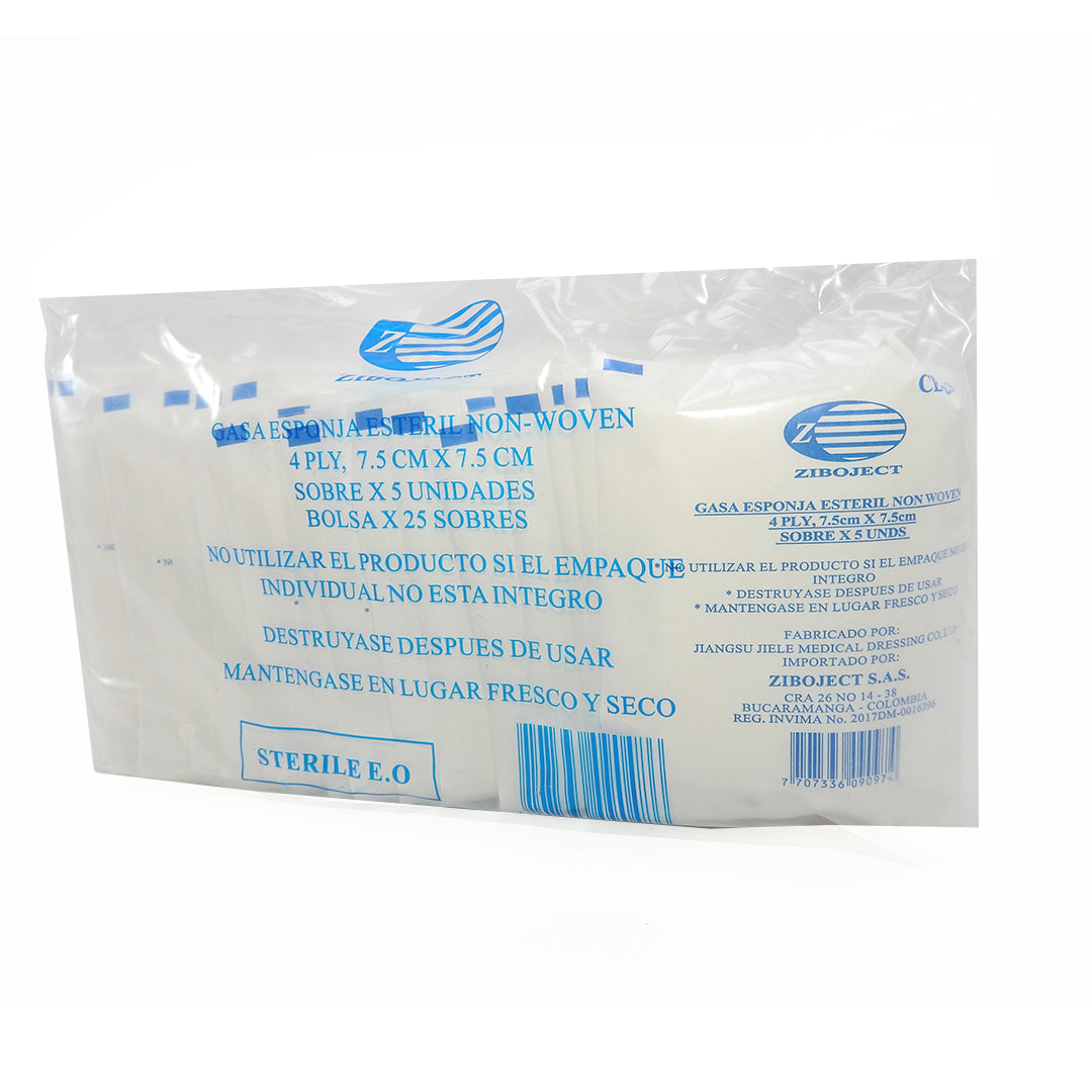 GASA PRECORTADA ESTERIL DE 7.5 X 7.5 CM CAJAX25X5
