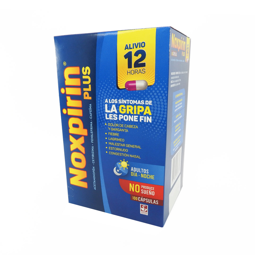 NOXPIRIN PLUSS CAJAX100 ACETAMINOFEN - CETIRIZINA -  FENILEFRINA - CAFEINA CAP.