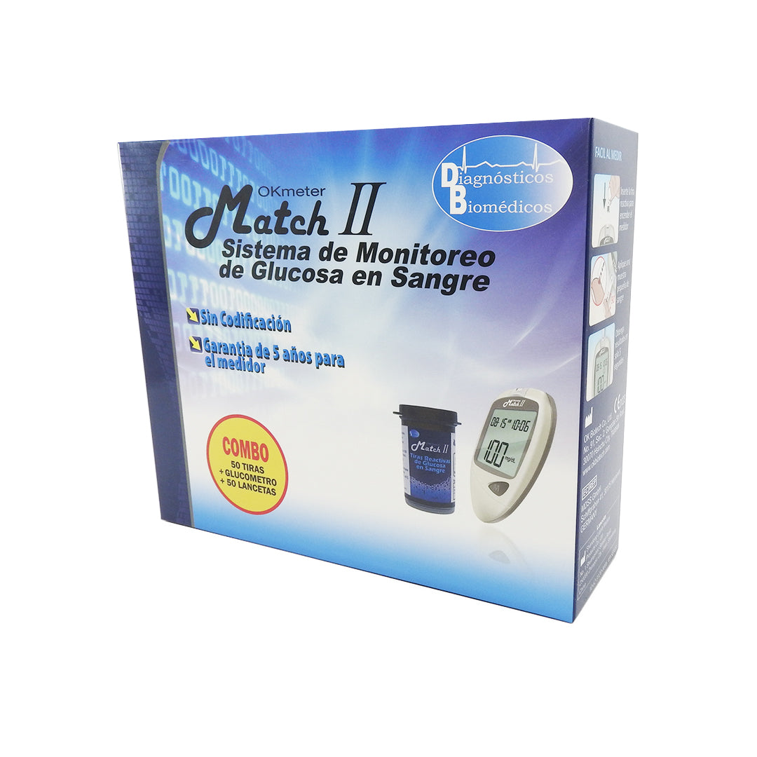 GLUCOMETRO MATCH II+TIRAS+LANCETAS EQUIPO