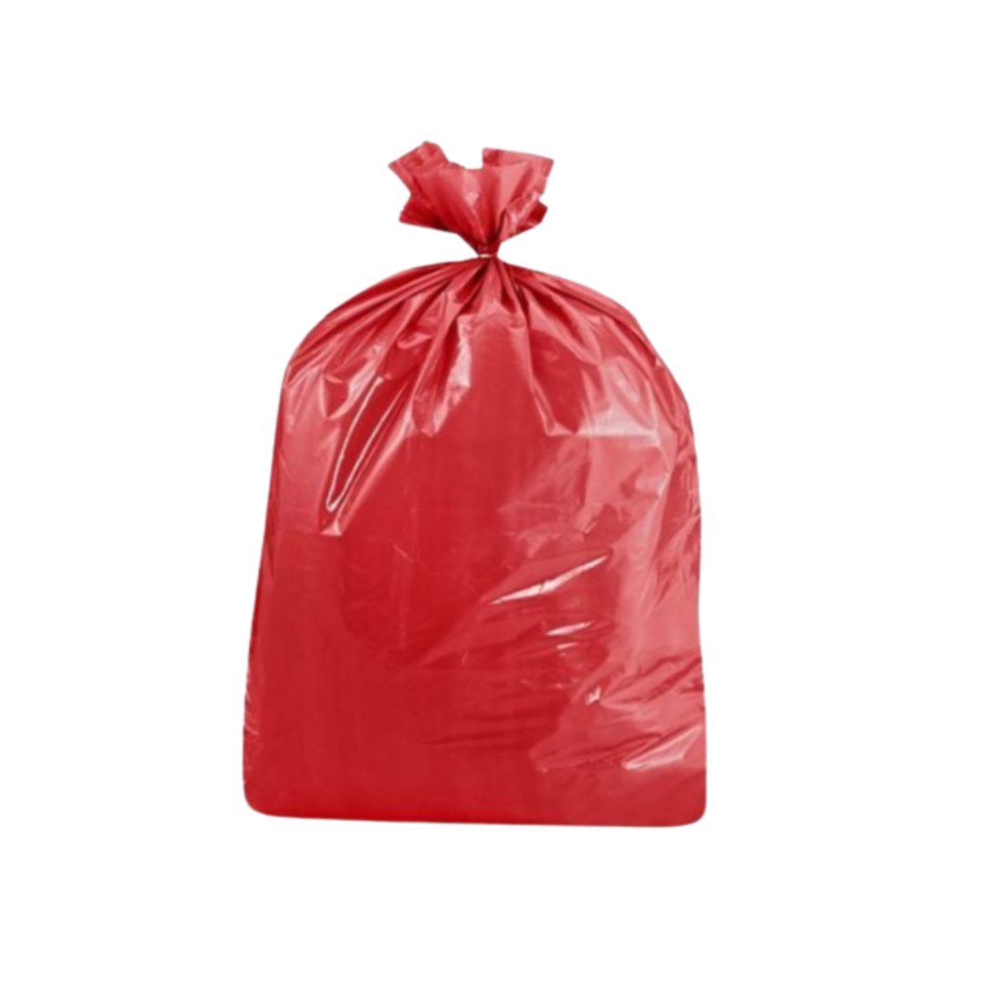 BOLSA POLIETILENO ALTA DENSIDAD SIN TROQUELADO COLOR ROJA 45X60CM (18X24") UNIDAD
