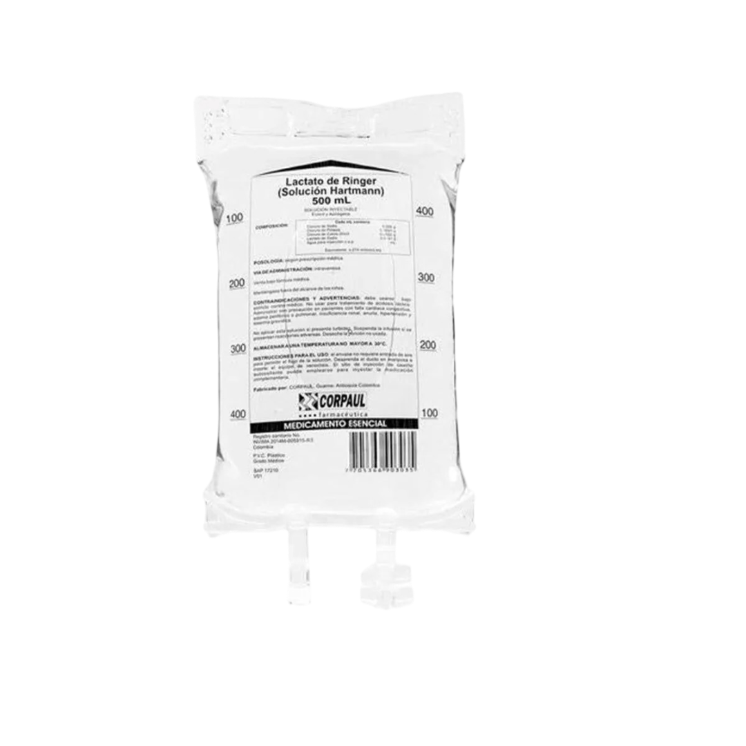 LACTATO DE RINGER (SOLUCION HARTMAN) BOLSAX500ML